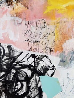 The Stories that Create Us #6, 2021 Mixed Media Painting in Blush Orange & Black