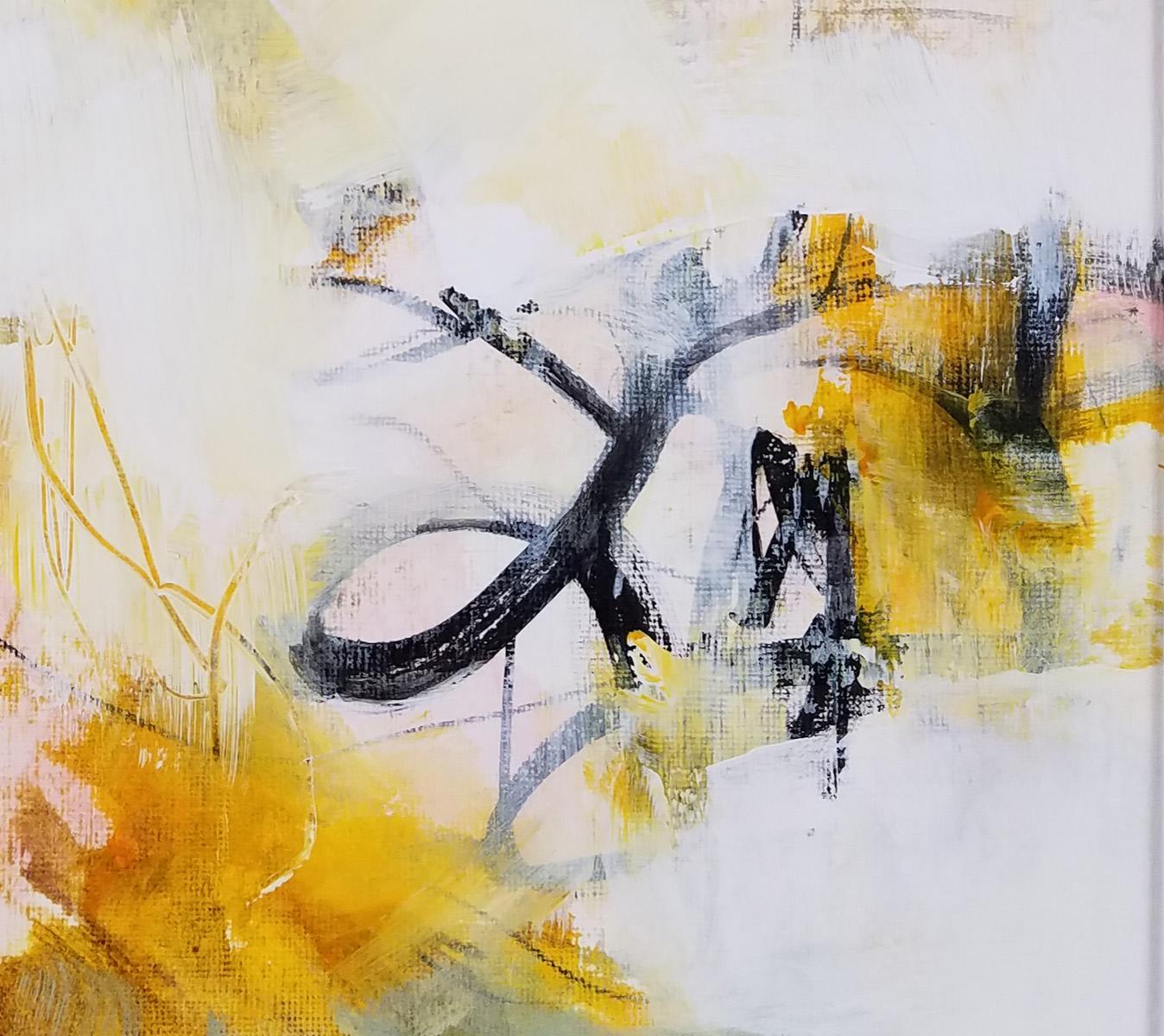 Things Previously Unknown #1 - Abstract Contemporary Painting (Yellow+White) - Art by Laurie Barmore