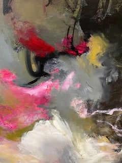 Tornado Warning - Contemporary Abstract Painting (Black + White + Pink + Grey)