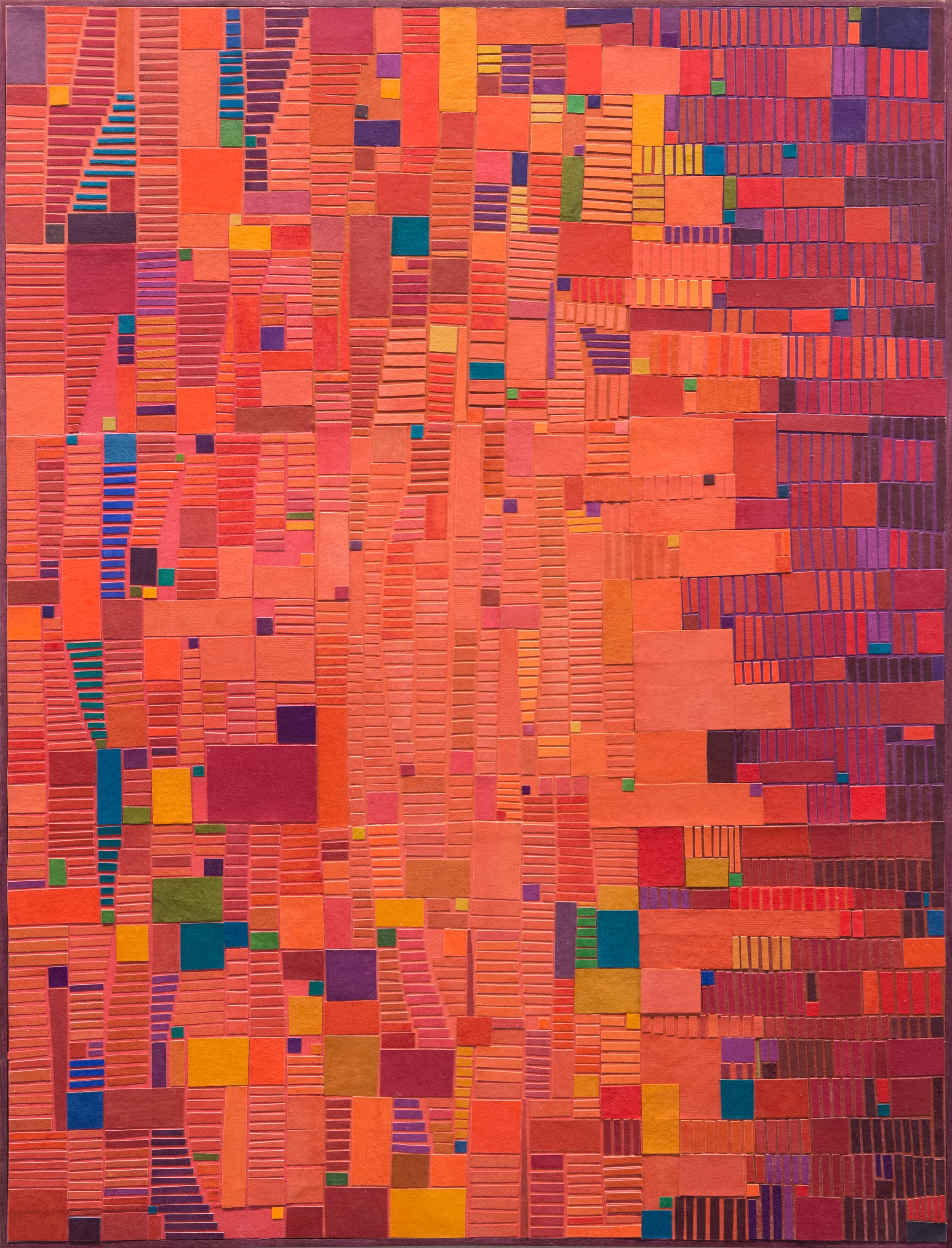 People Connections in Blush Red - Mixed Media Art by Laurie Frick