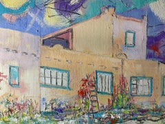 Colorful Oil on Canvas Painting by Laurie Hill Phelps, Signed, 1980s