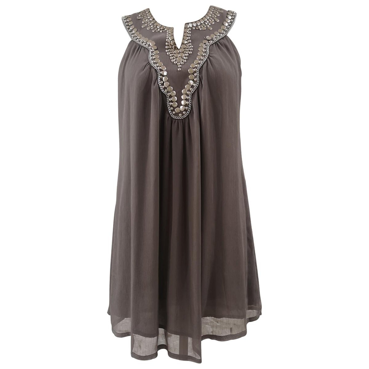 Laurie and Joe paris grey with silver beads silk dress at 1stDibs | laurie  and joe paris, silver silk dress
