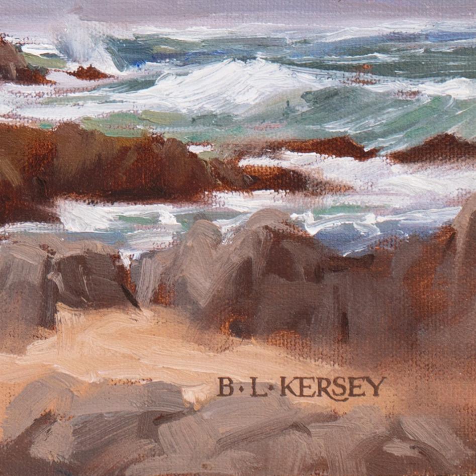 'Pacific Grove, Near Asilomar', California Plein Air, Impressionist Oil Seascape - Painting by Laurie Kersey