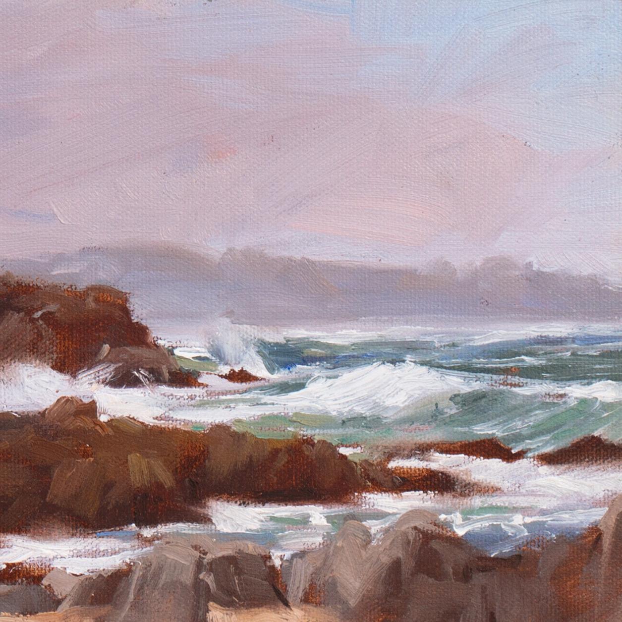 Signed lower right, 'B. L. Kersey' for Laurie Kersey (American, born 1961), additionally signed, verso, titled, 'Stormy Beach, Pacific Grove Coast, Near Asilomar' and dated 2002.

Laurie Kersey’s was raised in an artistic household and grew up