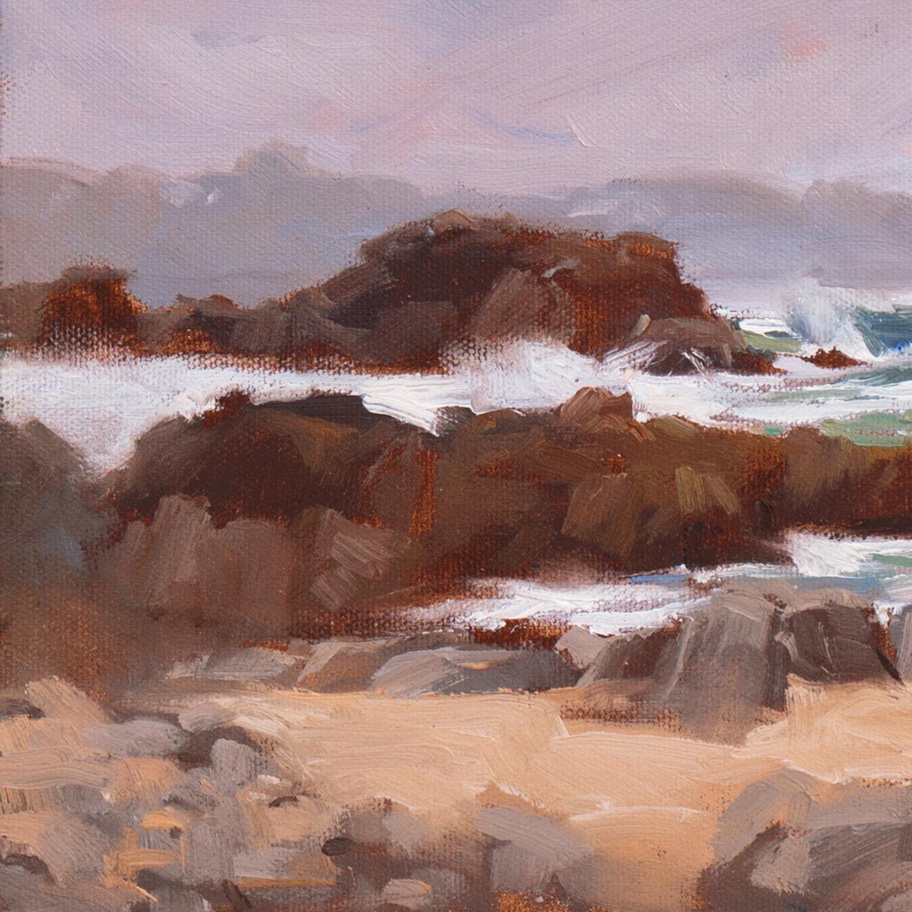 Signed lower right, 'B. L. Kersey' for Laurie Kersey (American, born 1961), additionally signed, verso, titled, 'Stormy Beach, Pacific Grove Coast, Near Asilomar' and dated 2002.

Laurie Kersey’s was raised in an artistic household and grew up
