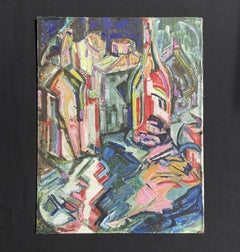 Laurie Norman British Cubist Abstract Still Life Bottles Oil Painting
