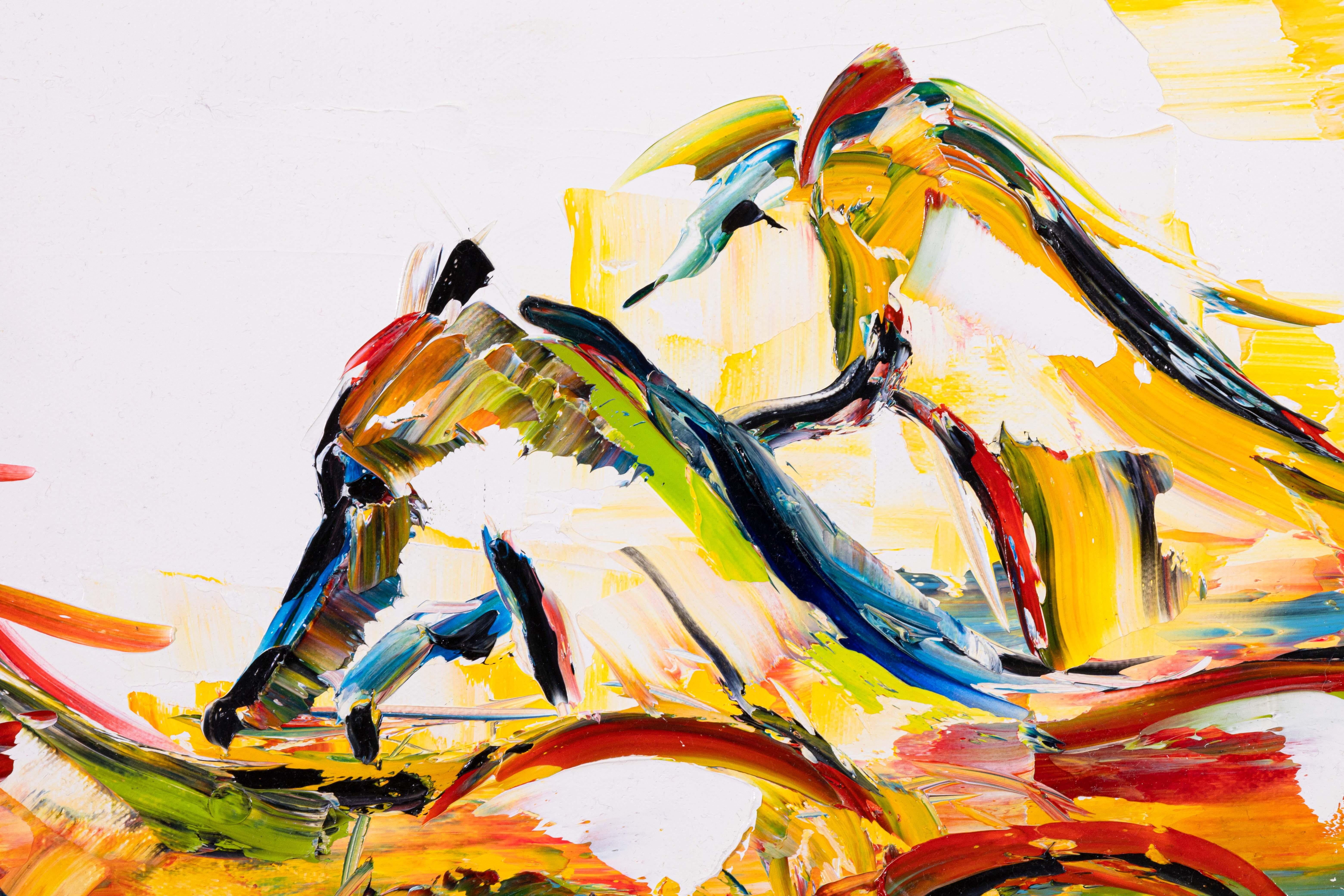 Laurie Pace Abstrakte Pferde Signiert Contemporary Western Ölgemälde auf Leinwand im Zustand „Gut“ im Angebot in Keego Harbor, MI