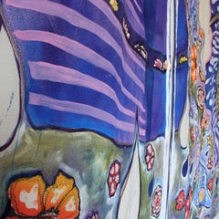 Yoni Flower #13 - oversized four panel painting with flowers by Laurie Shapiro