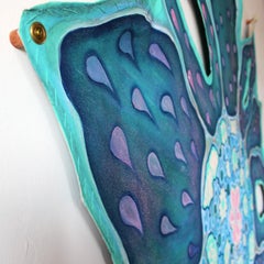 Yoni Flower #3 - flower painting with embroidered details by Laurie Shapiro