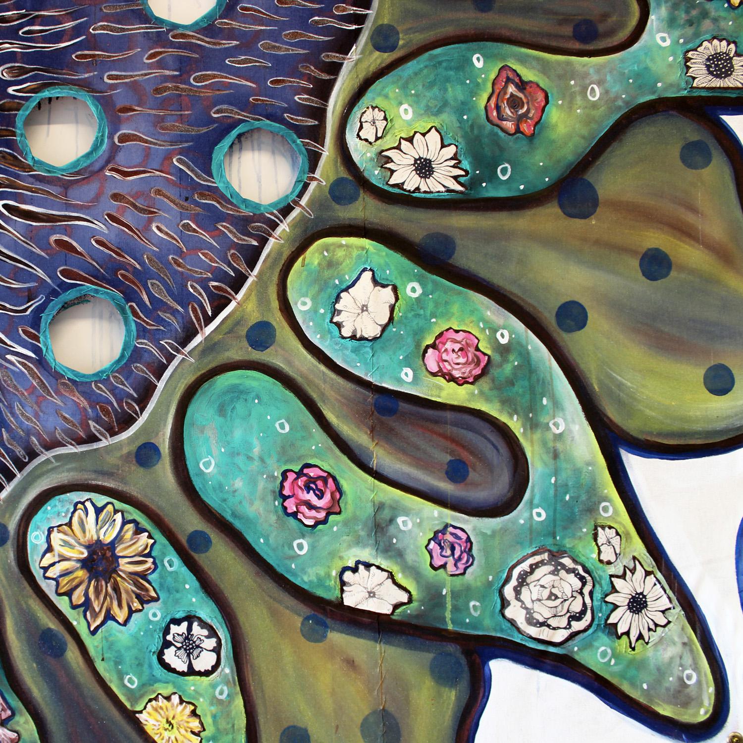 Yoni Flower #9 - original oversized painting by Laurie Shapiro For Sale 3