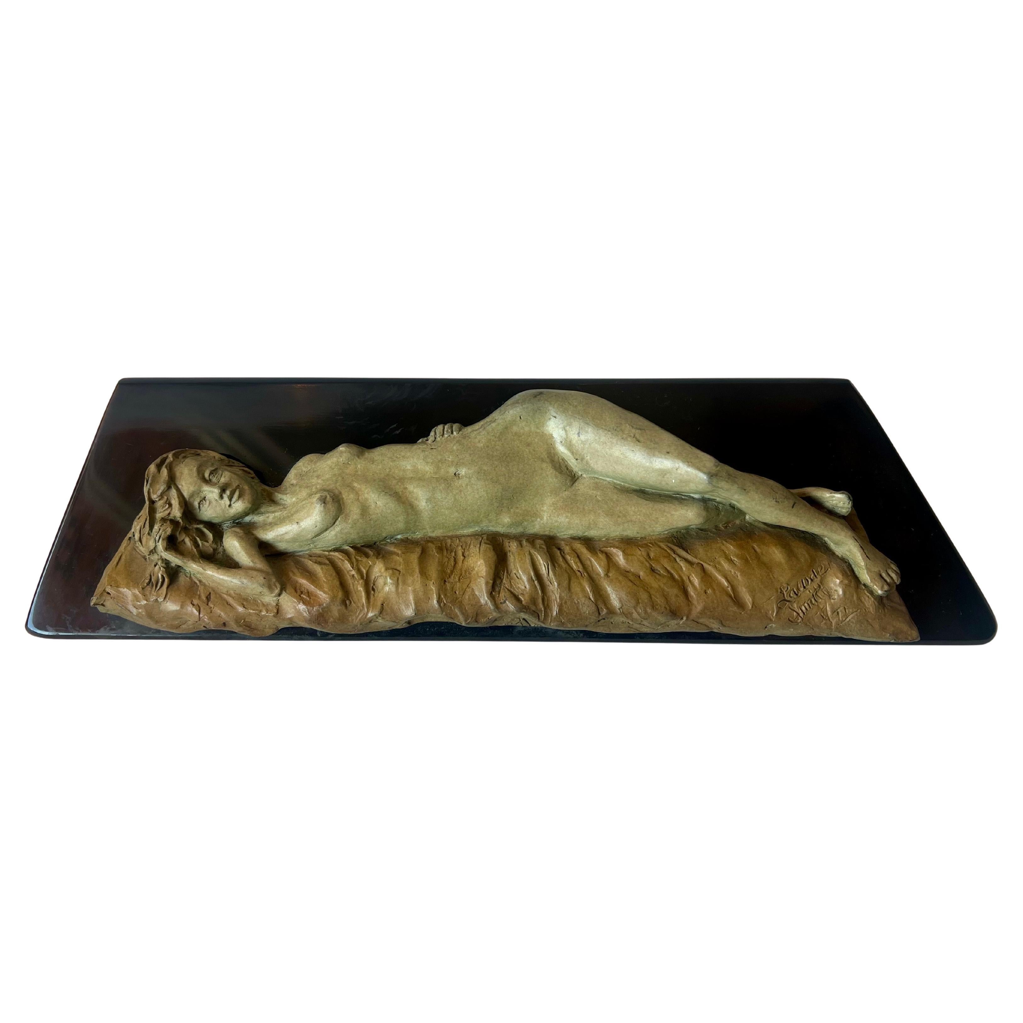 Laurie Smith Art Noveau Marmor Polychrome Bronze Nackte Dame Skulptur im Zustand „Gut“ im Angebot in San Diego, CA