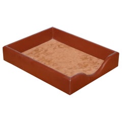 Laurige Croute De Vachette Paris Brown Leather 
Suede Desk Tidy Document Holder