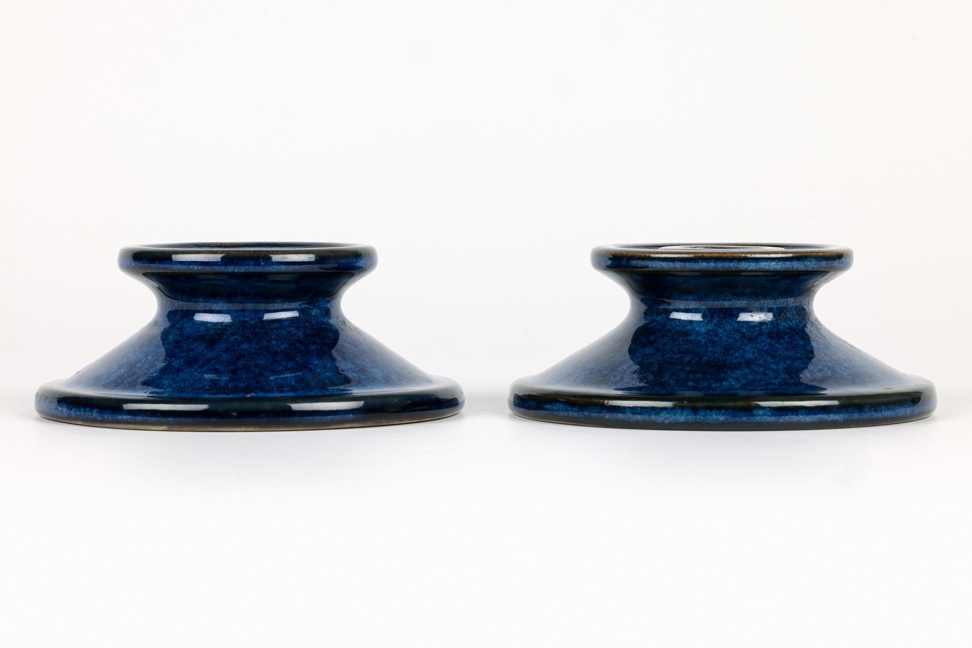 Lauritz Adolph Hjorth Danish Mid-Century Pair Pottery Candlesticks For Sale 6