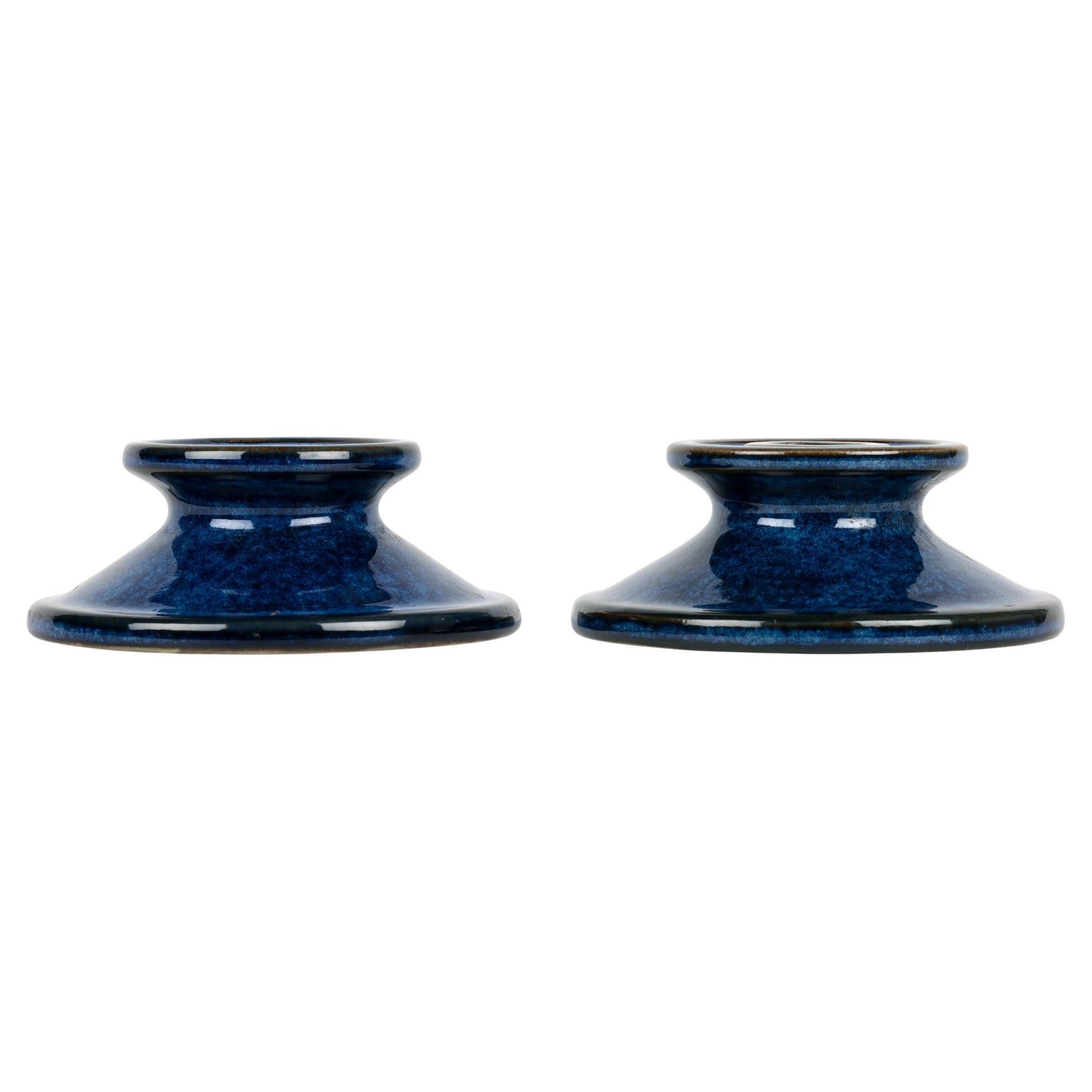 Lauritz Adolph Hjorth Danish Mid-Century Pair Pottery Candlesticks