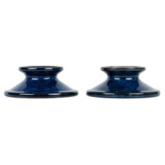 Lauritz Adolph Hjorth Danish Mid-Century Pair Pottery Candlesticks