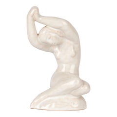 Lauritz Adolph Hjorth Danish Midcentury Pottery Seated Nude Figurine