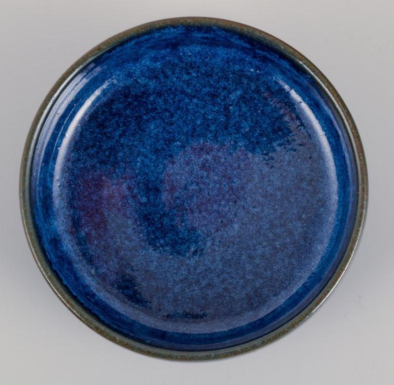 Glazed Lauritz Hjorth, Bornholm, Denmark. Small unique ceramic bowl. For Sale