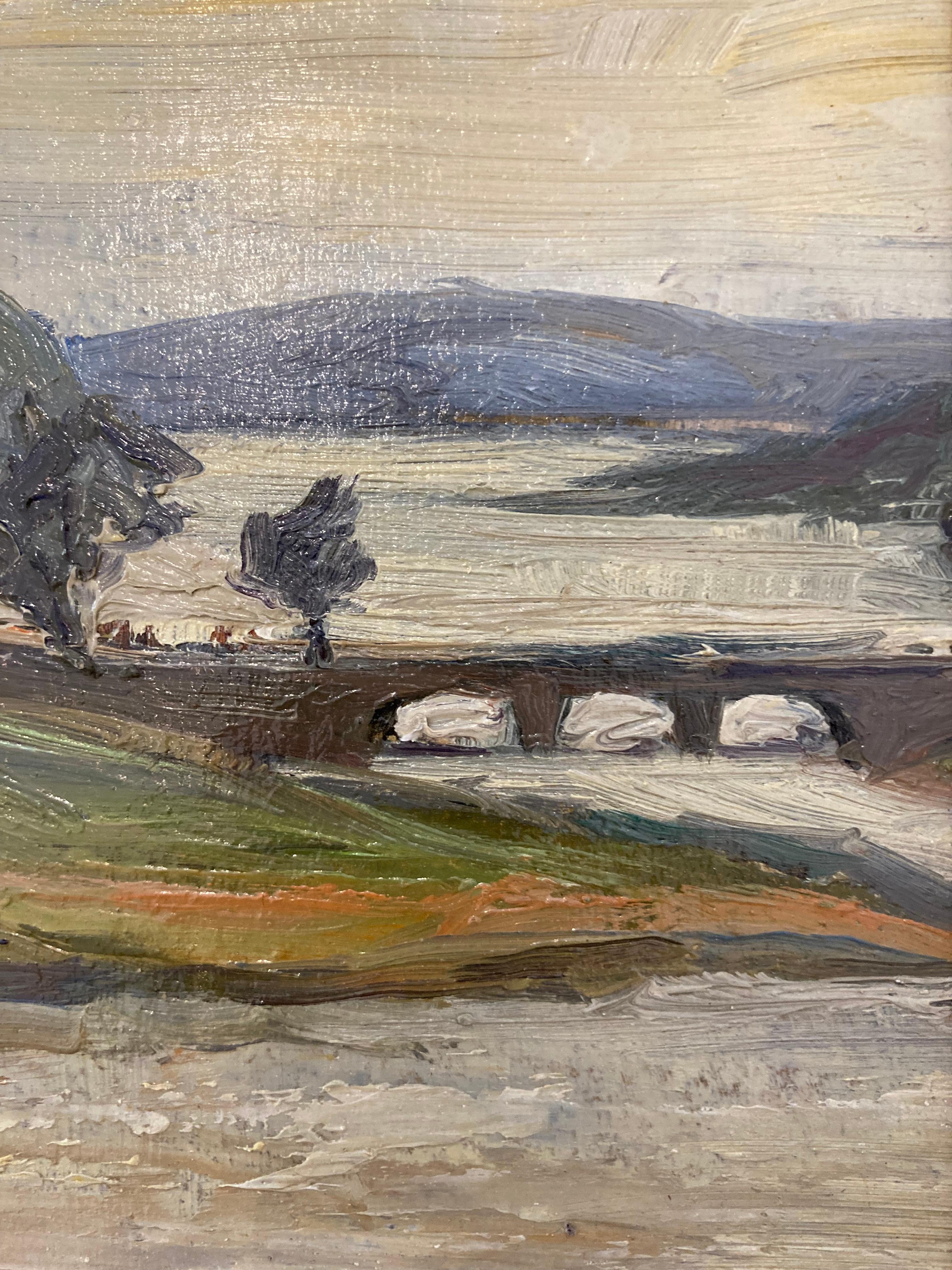 'Parti Vod Sundet Horsens Fjord Nordstrom, ' Lauritz Howe, Oil on Board Painting 7