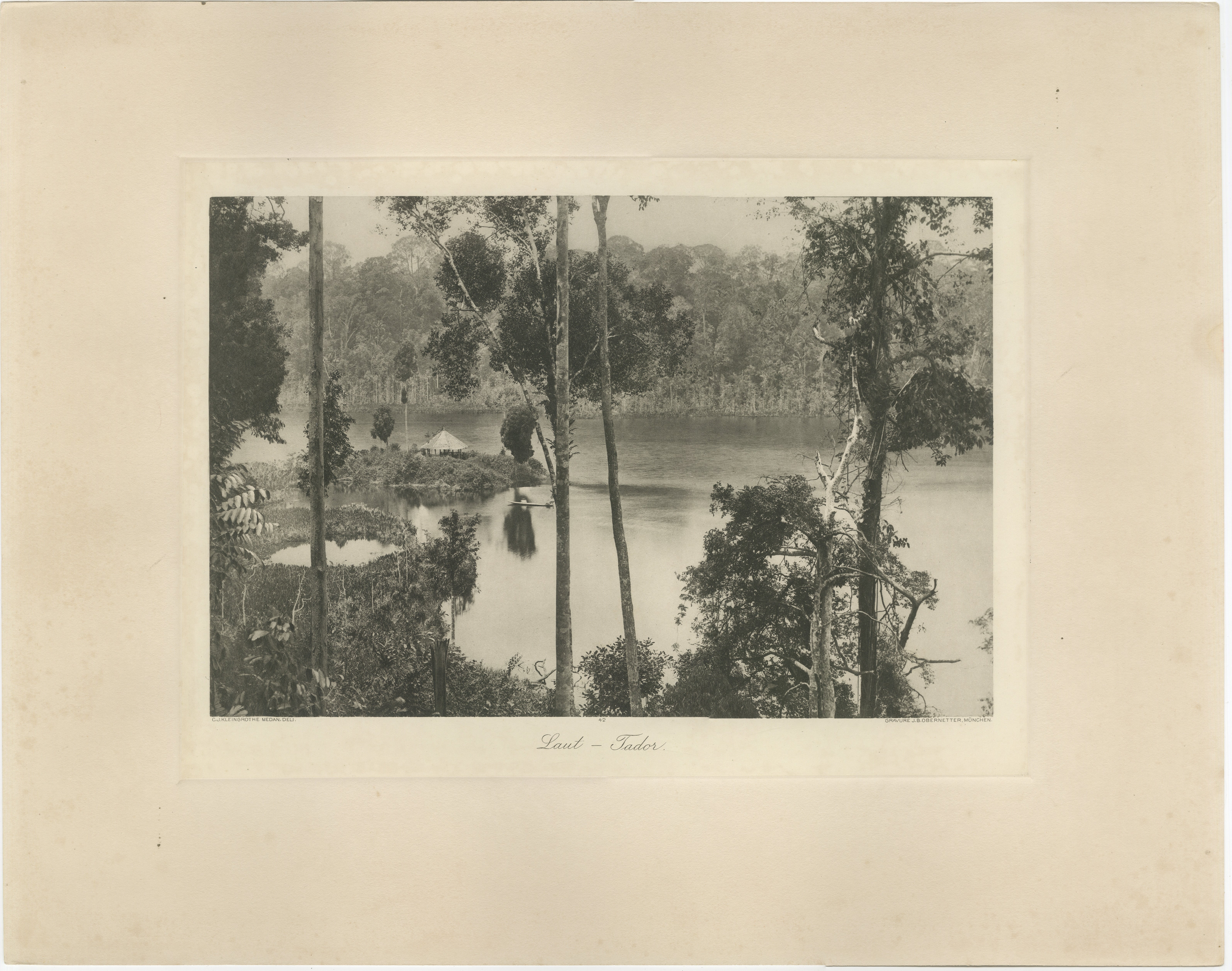 Lac Laut Tador, Sumatra - Photogravure ancienne de Kleingrothe c.1900