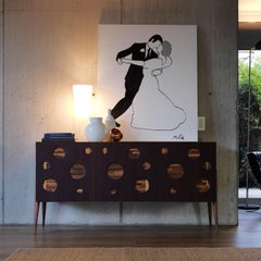 Lauta Cerchio Solid Wood Sideboard, Walnut in Natural Finish, Contemporary