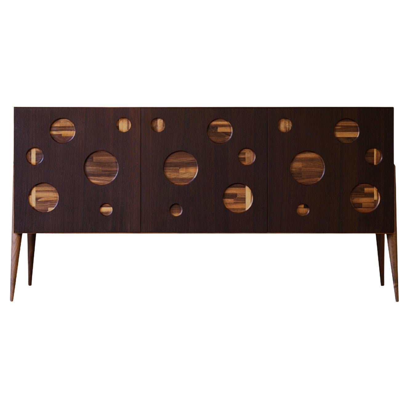 Lauta Cerchio Solid Wood Sideboard, Walnut in Natural Finish, Contemporary