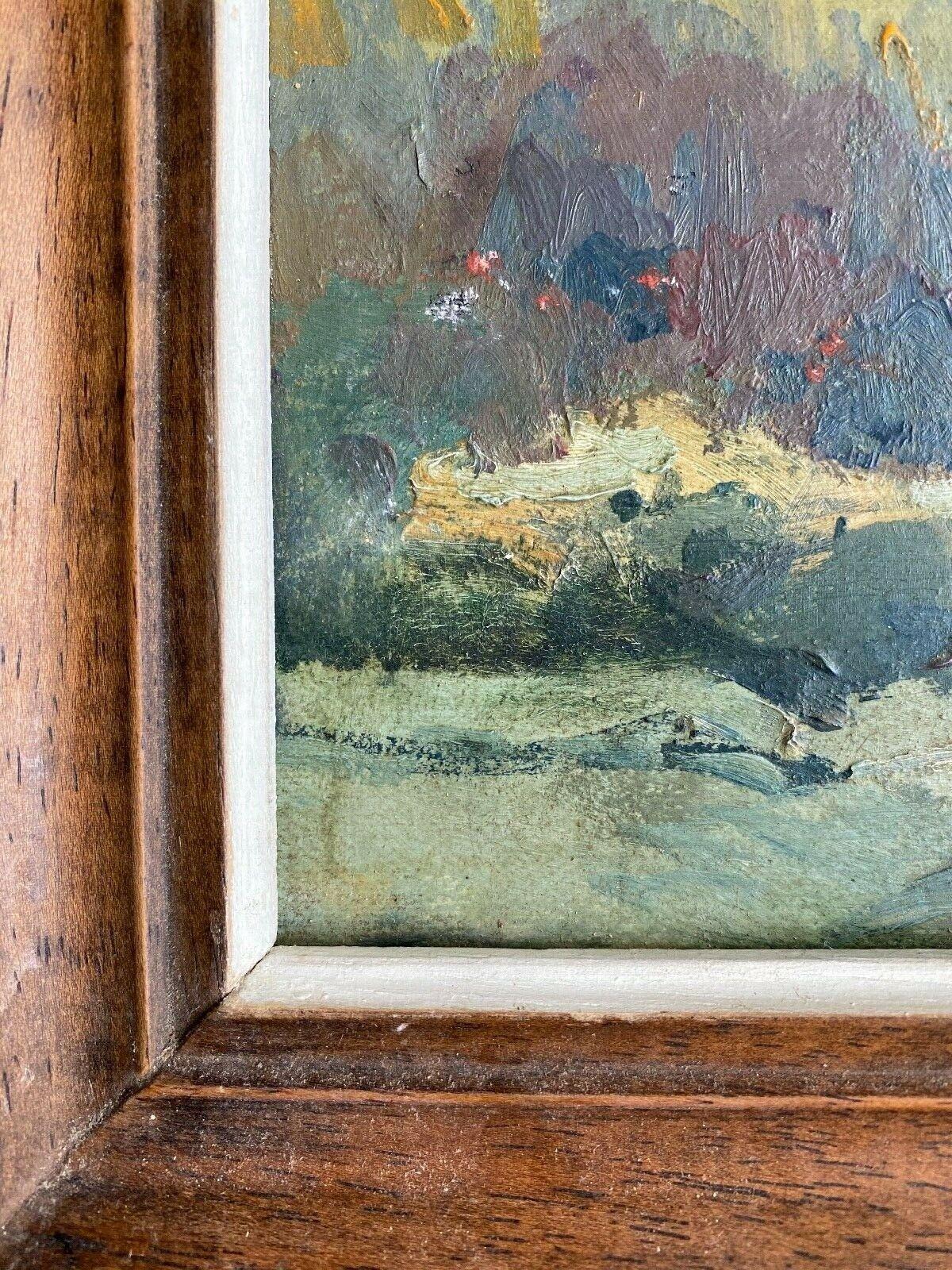 MID CENTURY FRENCH IMPRESSIONIST FRAMED OIL ON BOARD - LADY IN SUMMER MEADOWS - Black Landscape Painting by Lauthier
