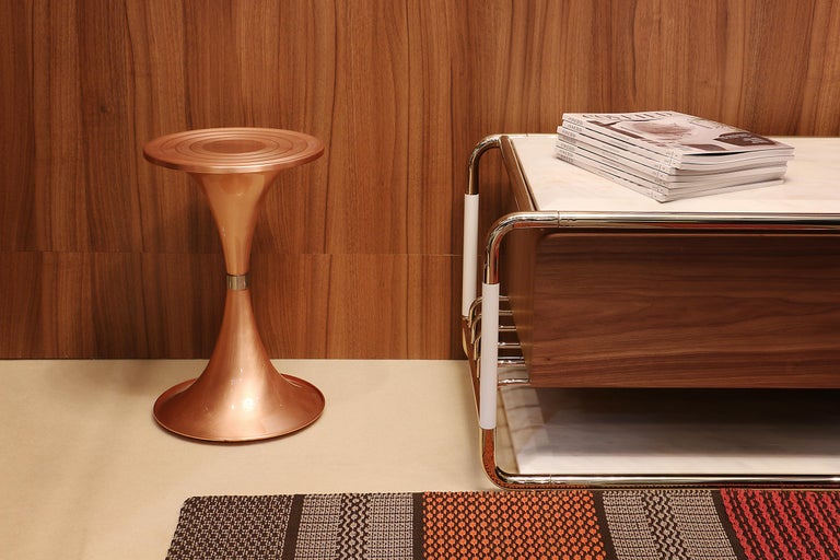 Lautner TV Table in Brass, Marble and Wood For Sale at 1stdibs