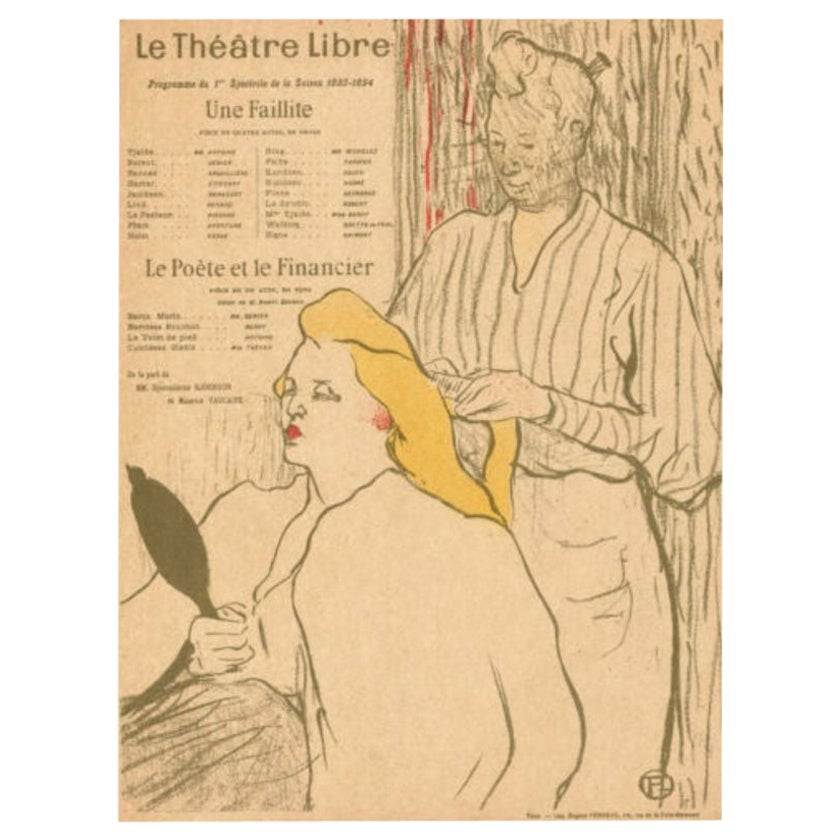 Lautrec, Programme original du théâtre, La Coiffure, Théâtre Libre, Ukiyo-e, 1893