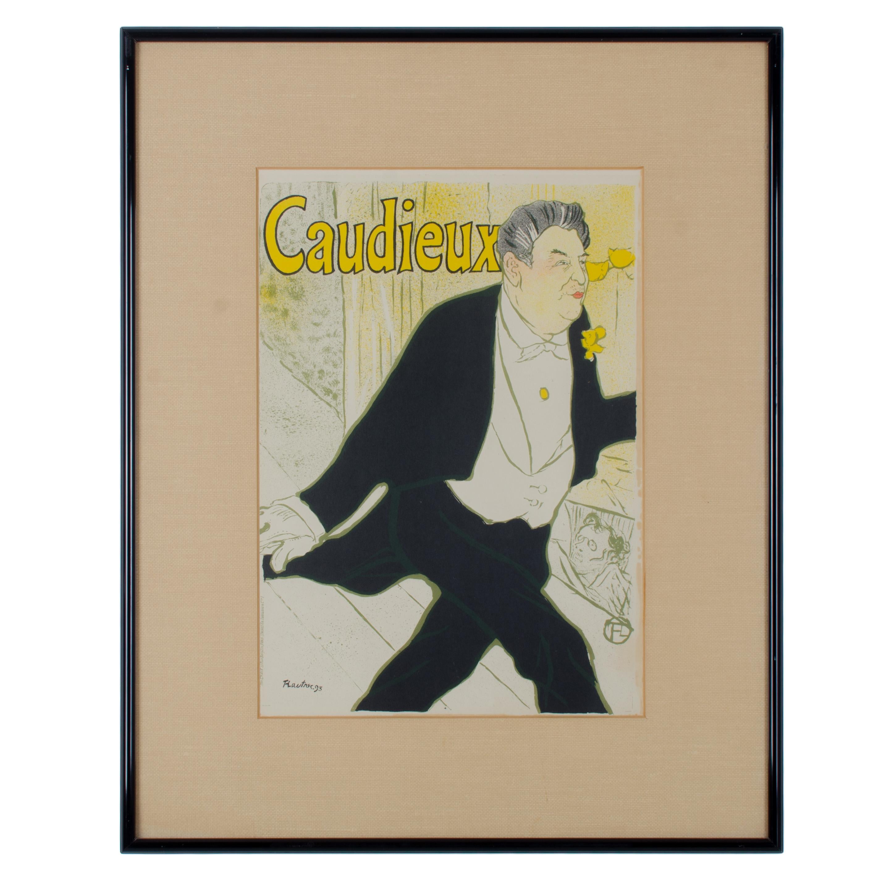 Offered is a four color lithograph reproduction published in 1950 of Lautrec's 1893 poster of Cadieux, the singer who appeared at the Eldorado and the Ambassadeurs. 

Lautrec made several drawings and paintings of him, including the 