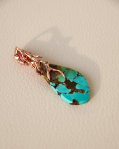 Lava 18K Rose Gold Turquoise Orange Sapphire Pendant