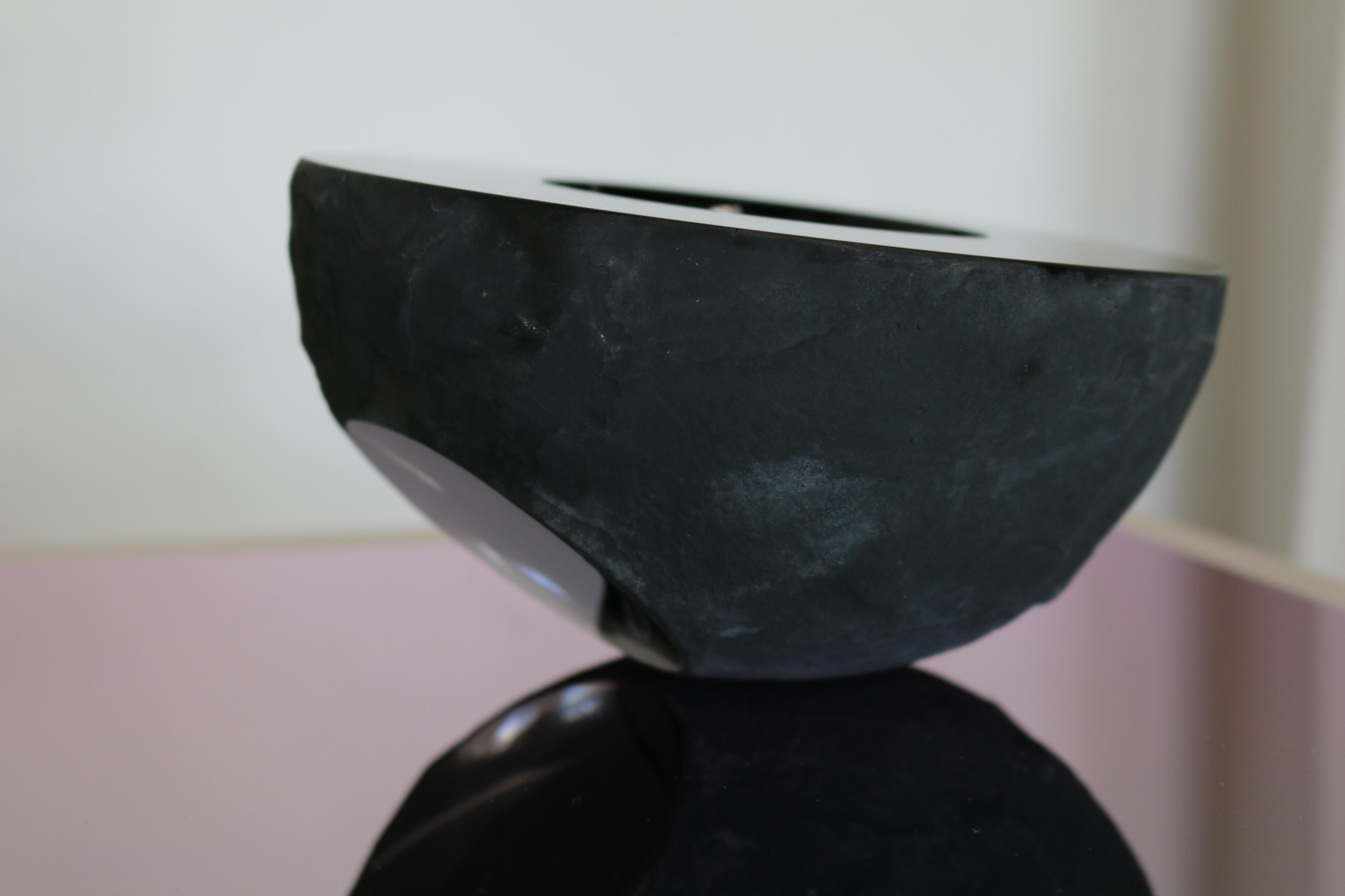 Hand-Crafted  Lava Black Glass Art Object  For Sale