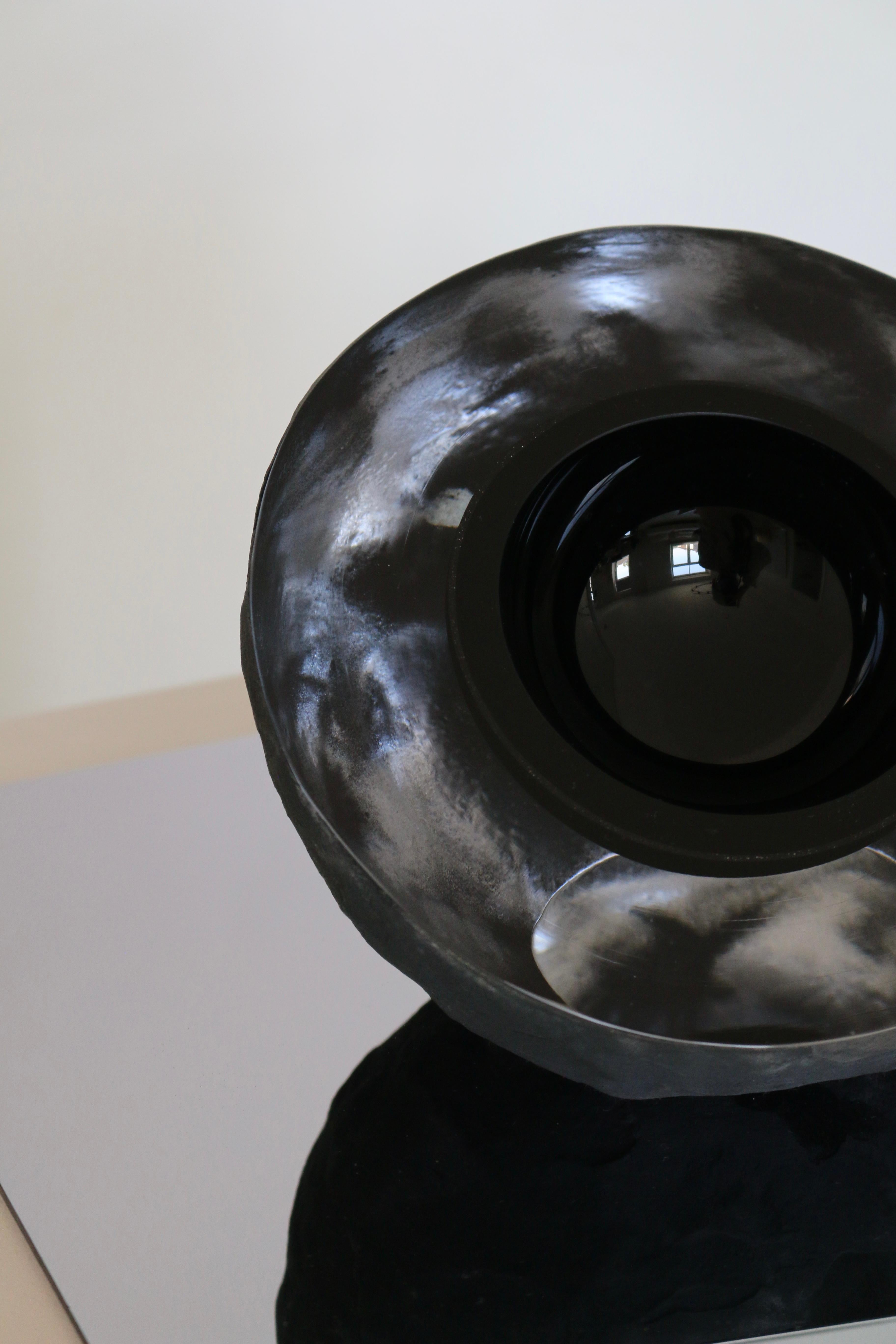 Contemporary  Lava Black Glass Art Object  For Sale