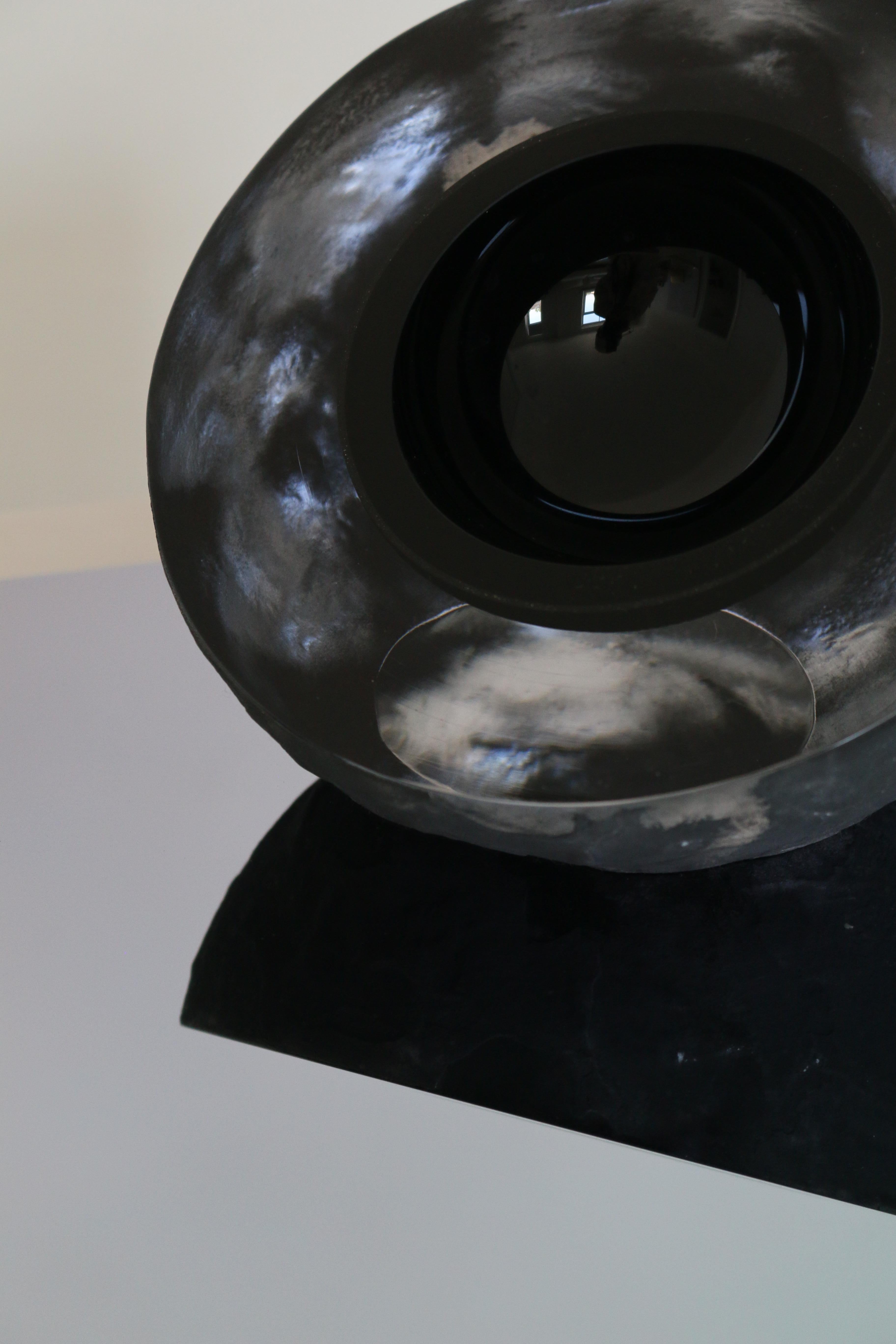 Art Glass  Lava Black Glass Art Object  For Sale