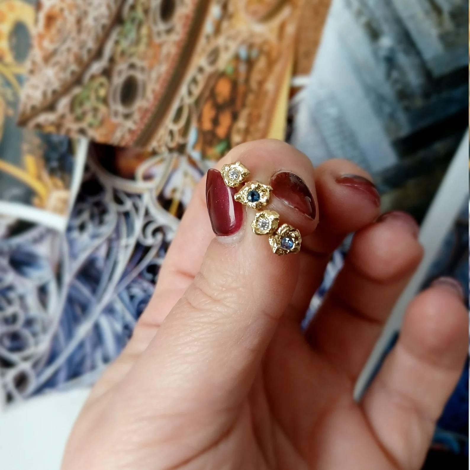 Pendientes de oro de 18 quilates con diamantes orgánicos Lava Blanc en Nuevo estado para la venta en Chinnor, South Oxfordshire