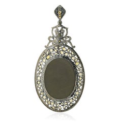 Handmade Lava Cameo Pendant with Diamonds and Citrine In 18k Gold