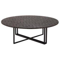 Table basse LAVA, acier inoxydable et pierre volcanique 1,20 m