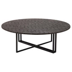 LAVA Coffee Table, Stainless Steel and Volcanic Stone 0.9M