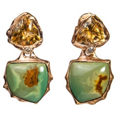 Lava Detachable 18k Rose Gold, Turquoise, Ruby, Citrine and Diamond Earrings