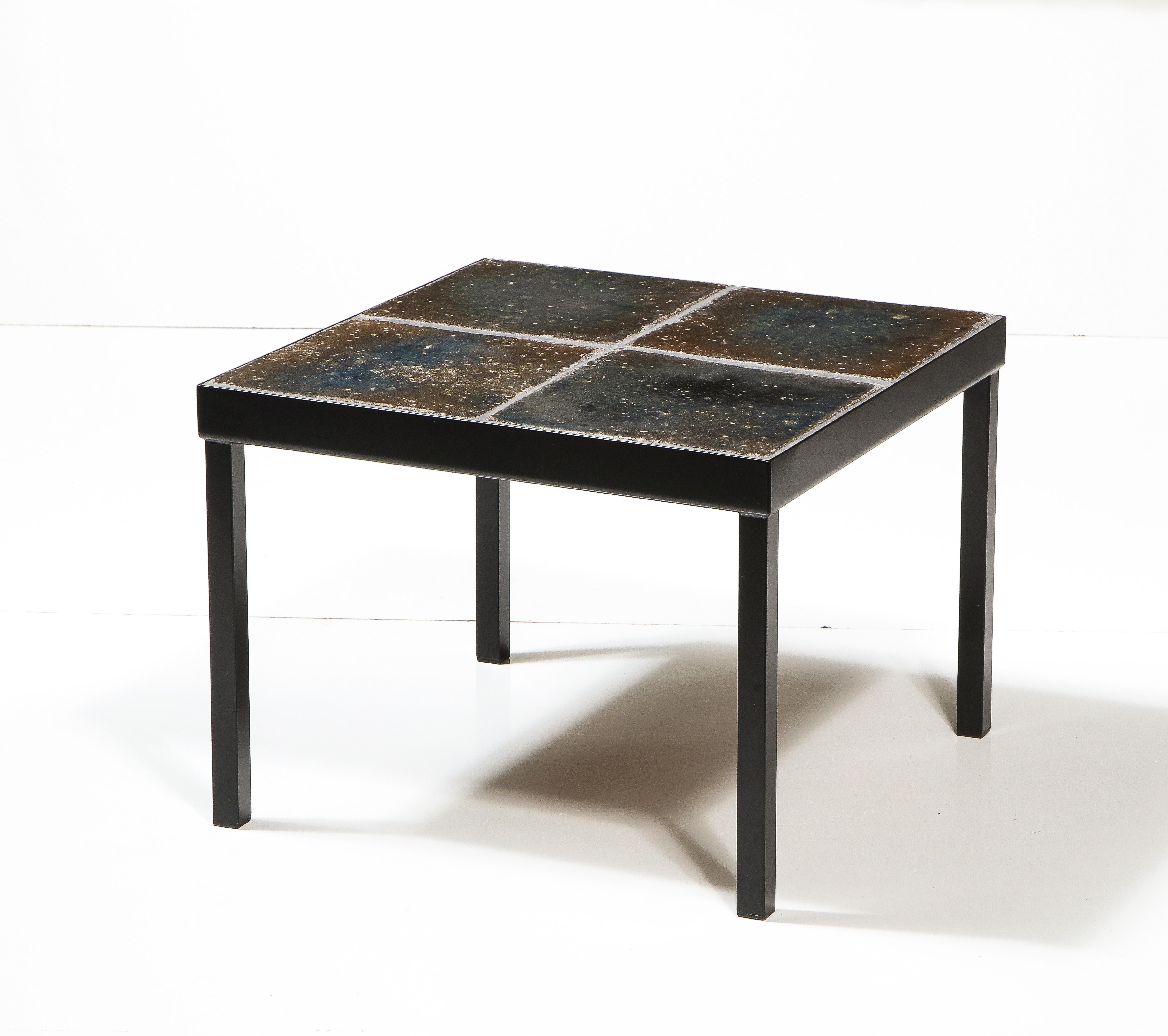 Mid-Century Modern Lava Enameled Side Table, Italy, c. 1960s For Sale