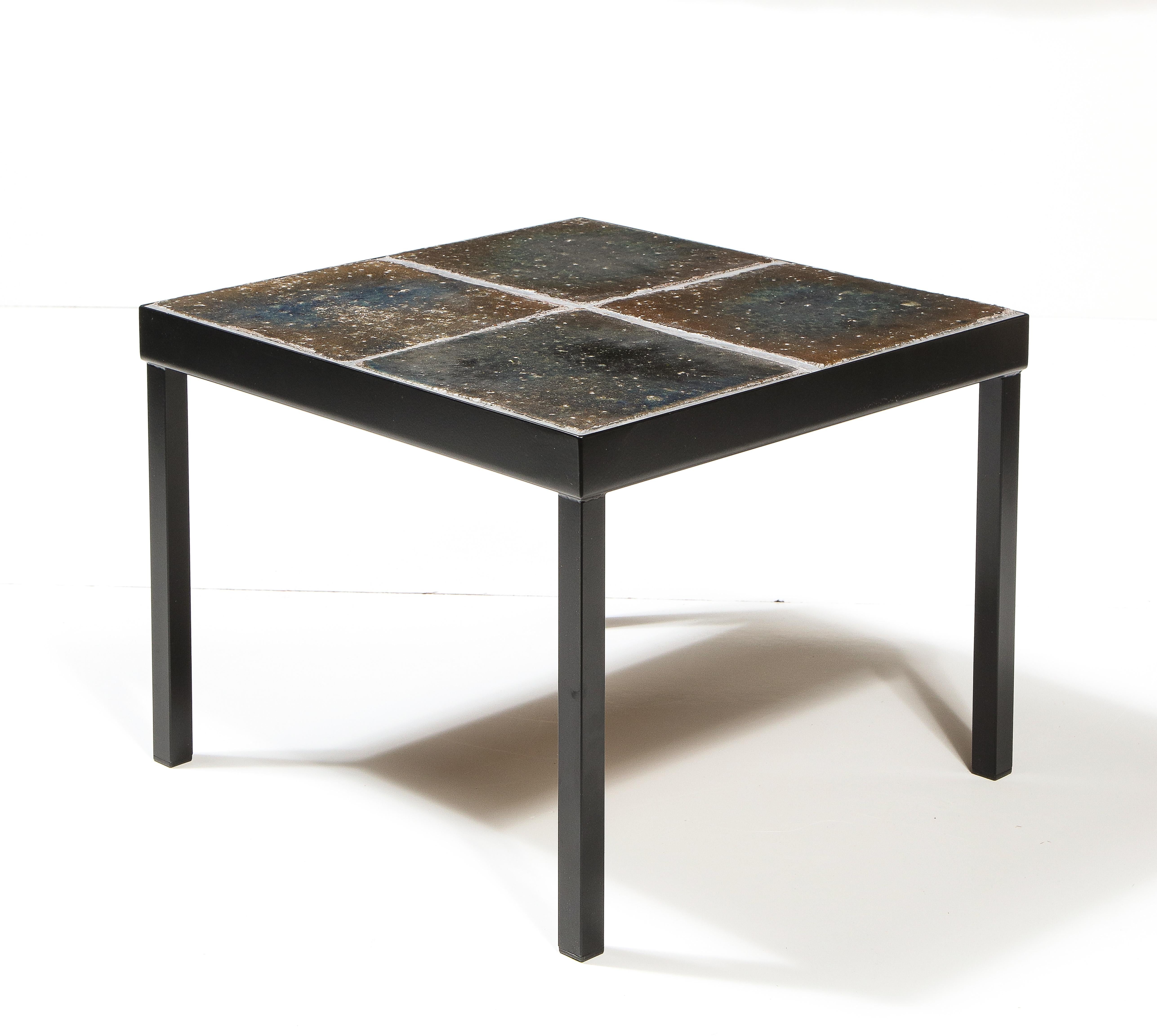 Italian Lava Enameled Side Table, Italy, c. 1960s For Sale