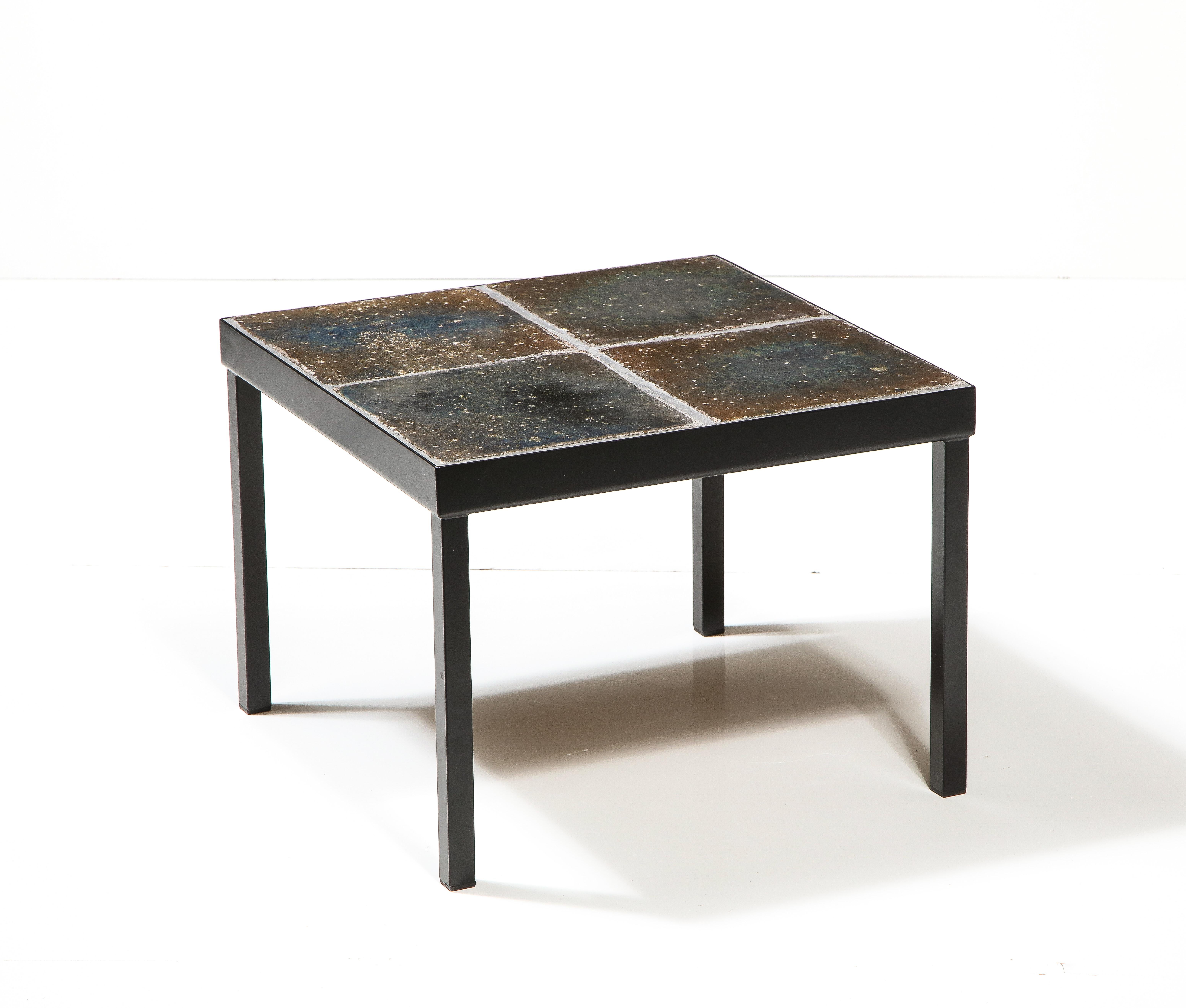 Lava Enameled Side Table, Italy, c. 1960s In Good Condition For Sale In New York City, NY