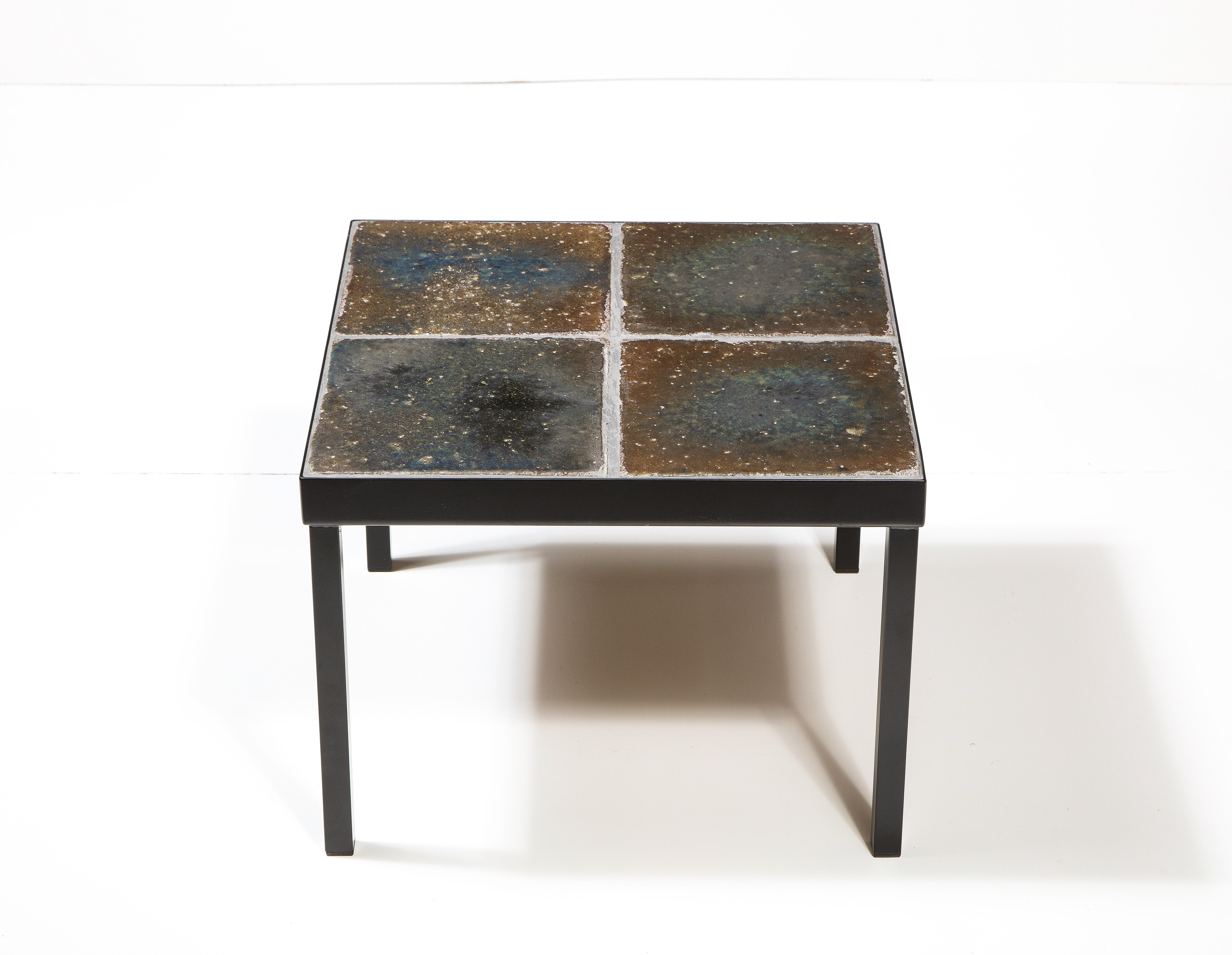 Metal Lava Enameled Side Table, Italy, c. 1960s For Sale