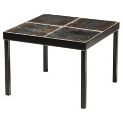 Glazed Ceramic and Steel Side Table, Italy, c. 1960