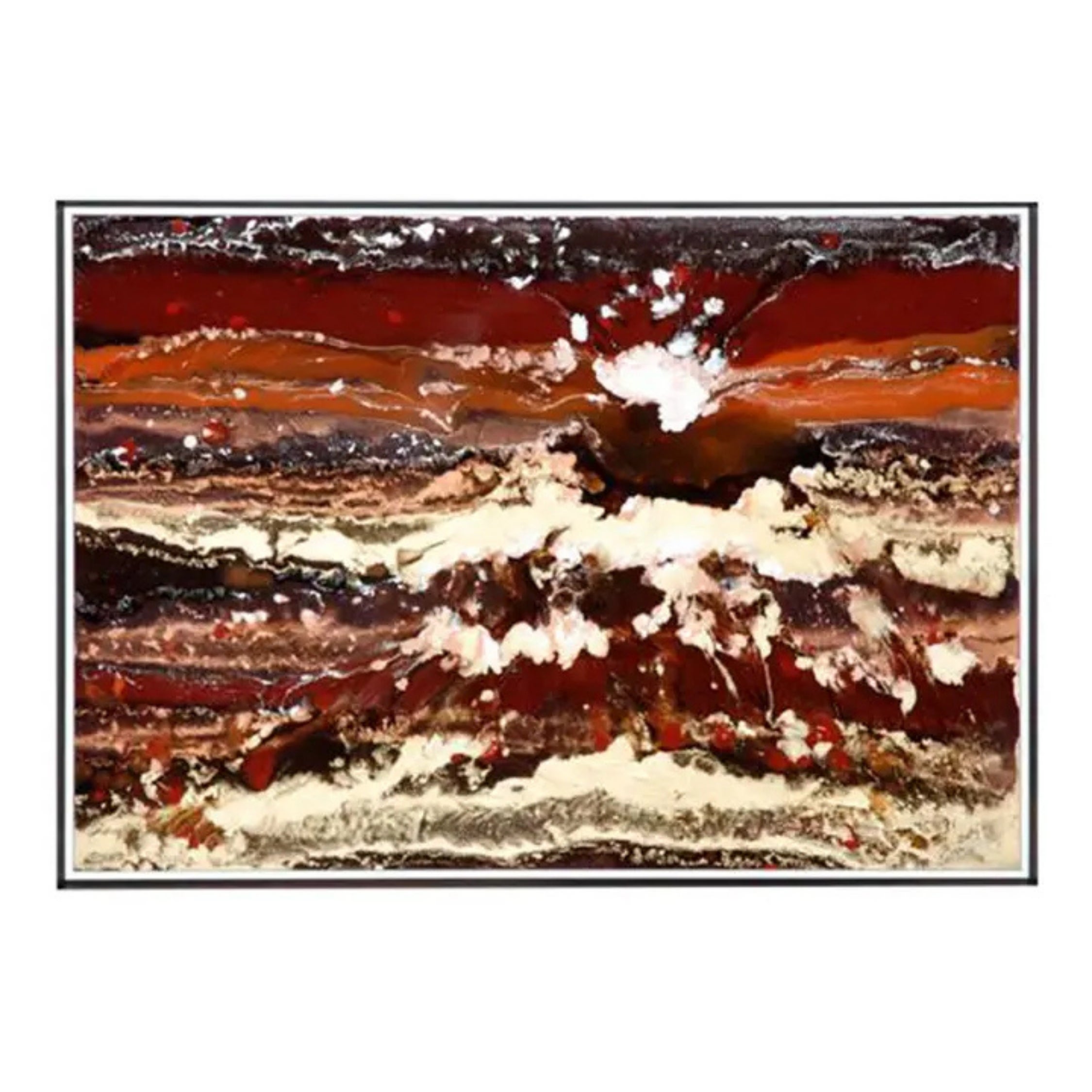 Lava Love II" Contemporary Artwork, Glass & Wood Frame For Sale