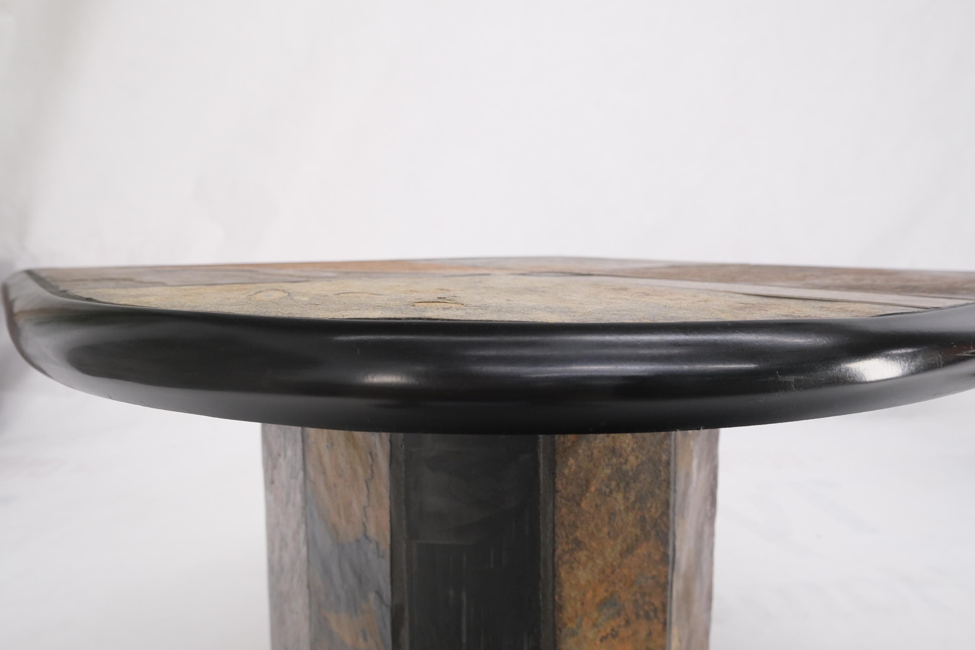 Lava Rock Multicolor Mosaic Tile Top Pedestal Base Round Shape Side End Tables 1