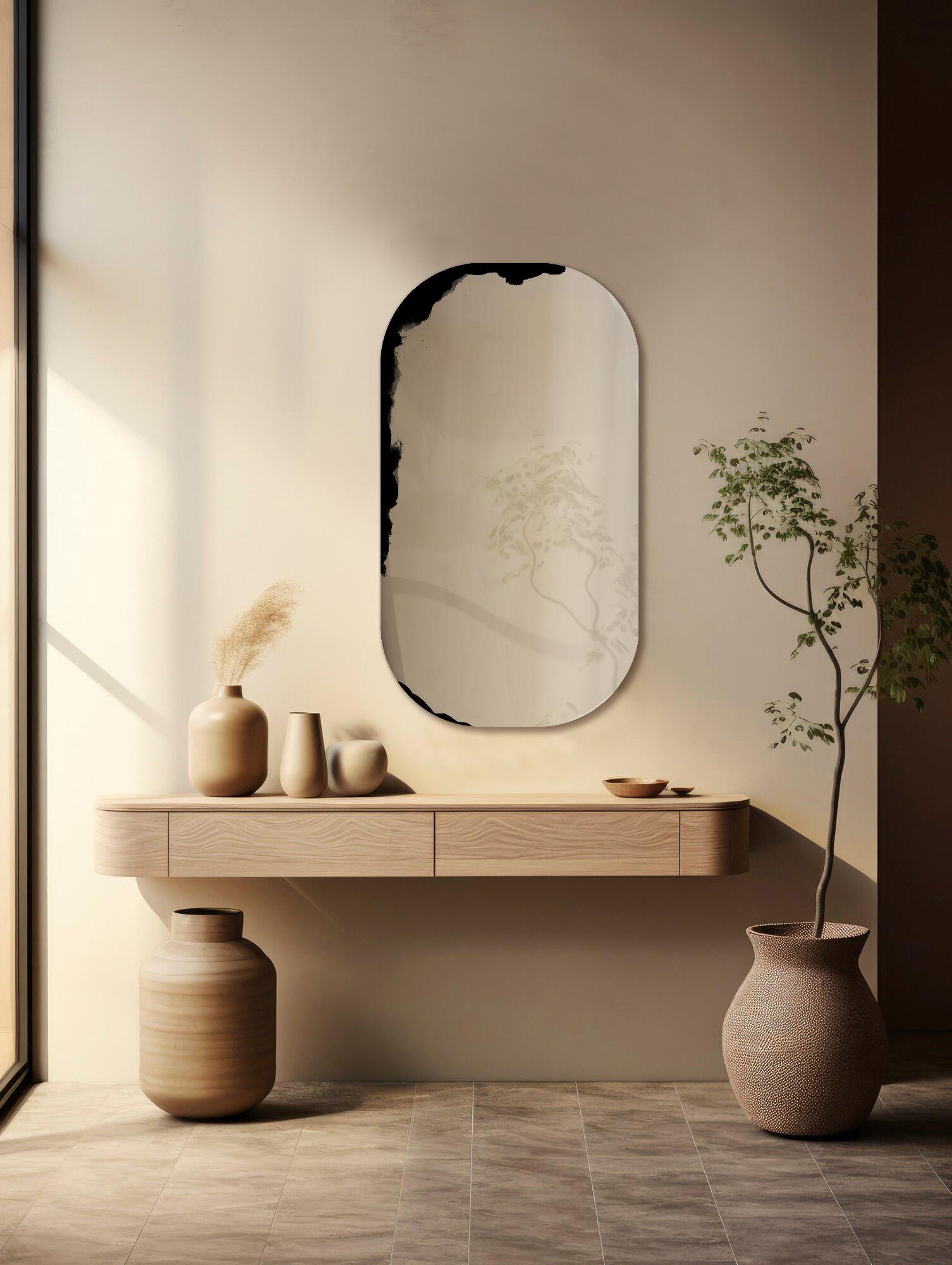 Hand-Crafted Lava Rounded Corners Wall Mirror by Slow Design For Sale