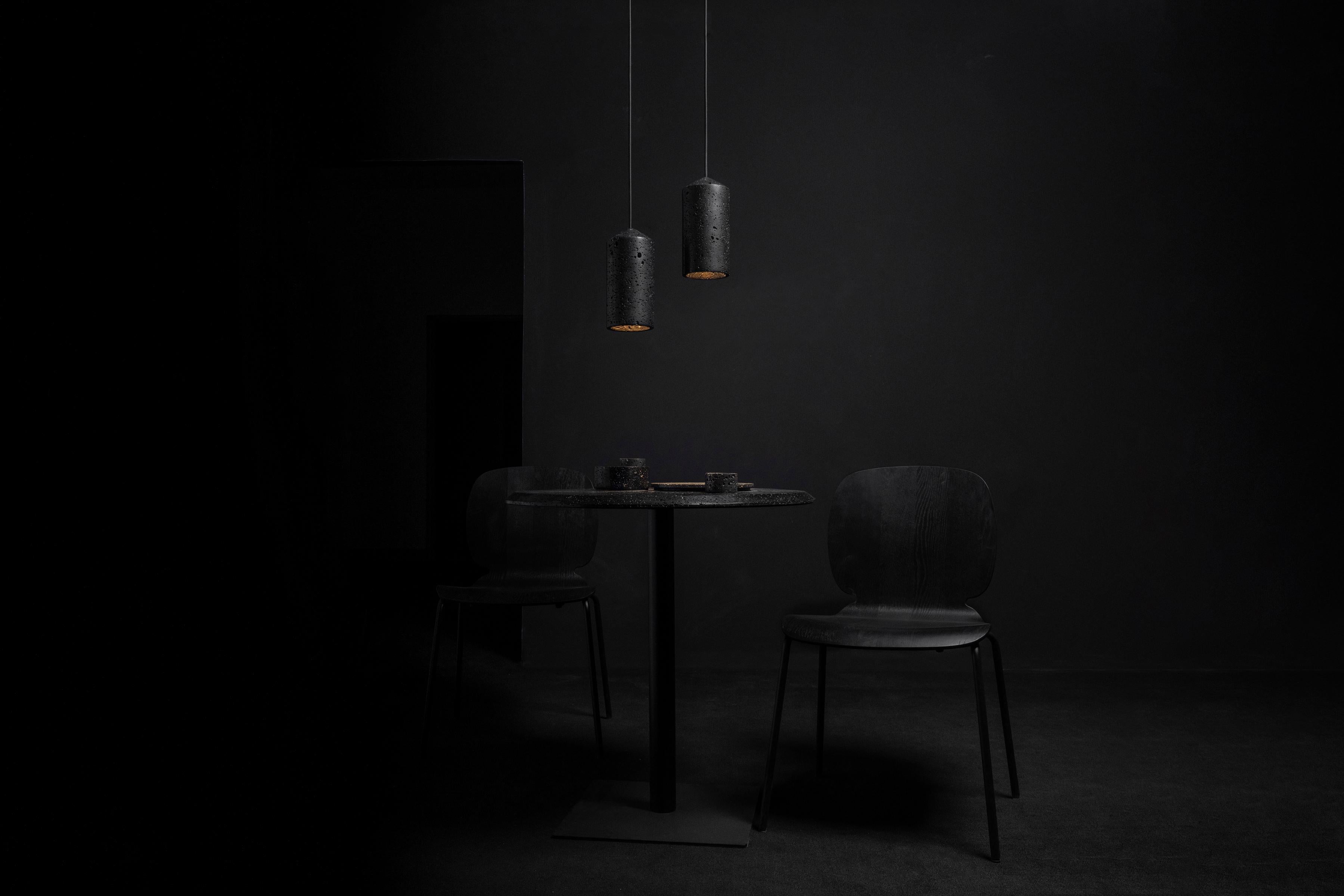 Chinese Lava Stone and Aluminum Pendant Light, “In, ” by Buzao