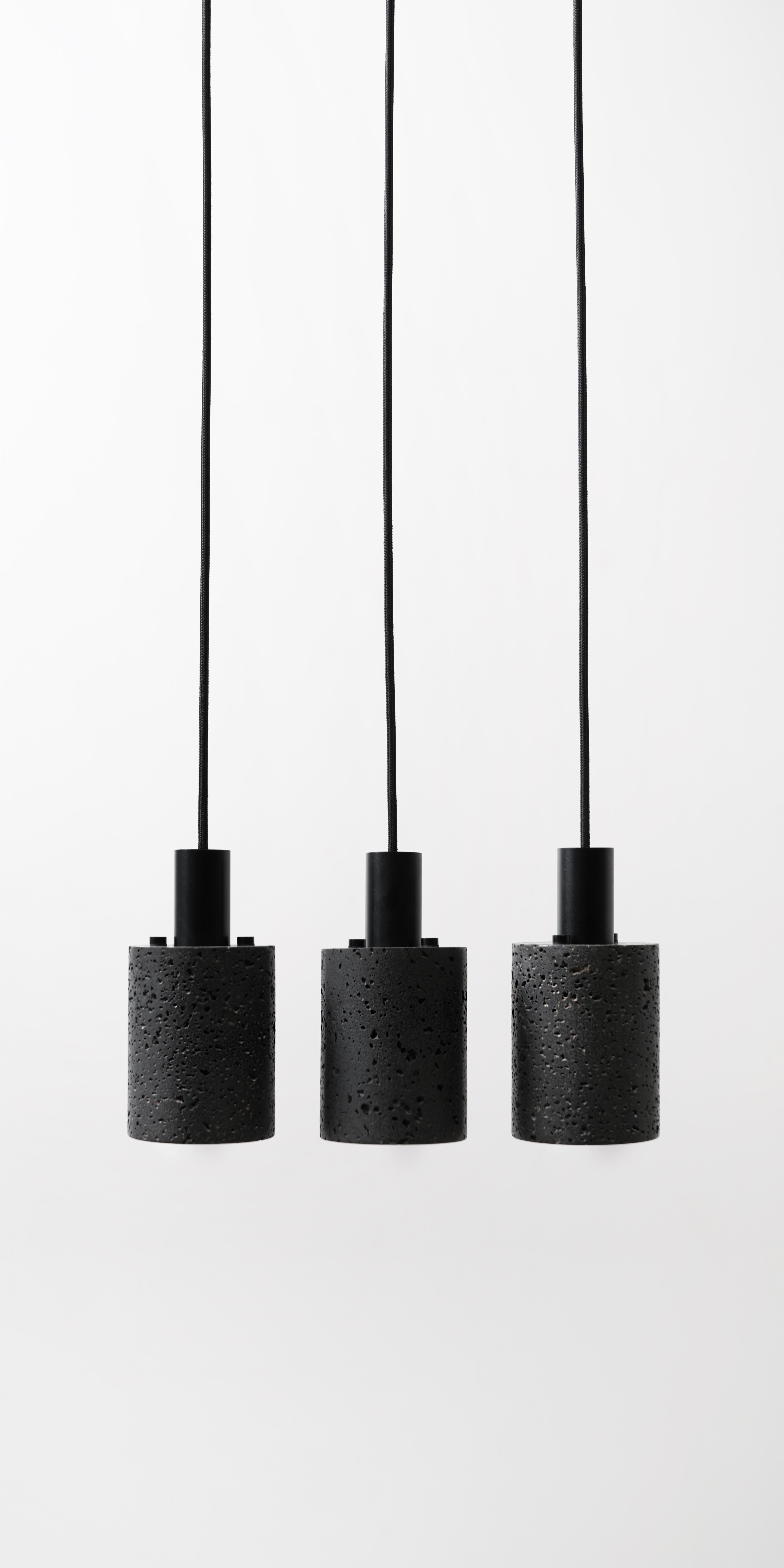 Chinese Lava Stone and Aluminum Pendant Light, “N, ” by Buzao