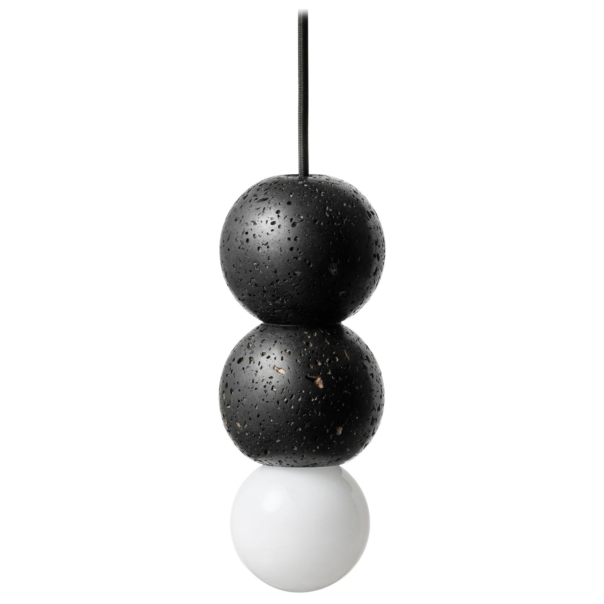 Lava Stone and Aluminum Pendant Light, “Ooops, ” by Buzao