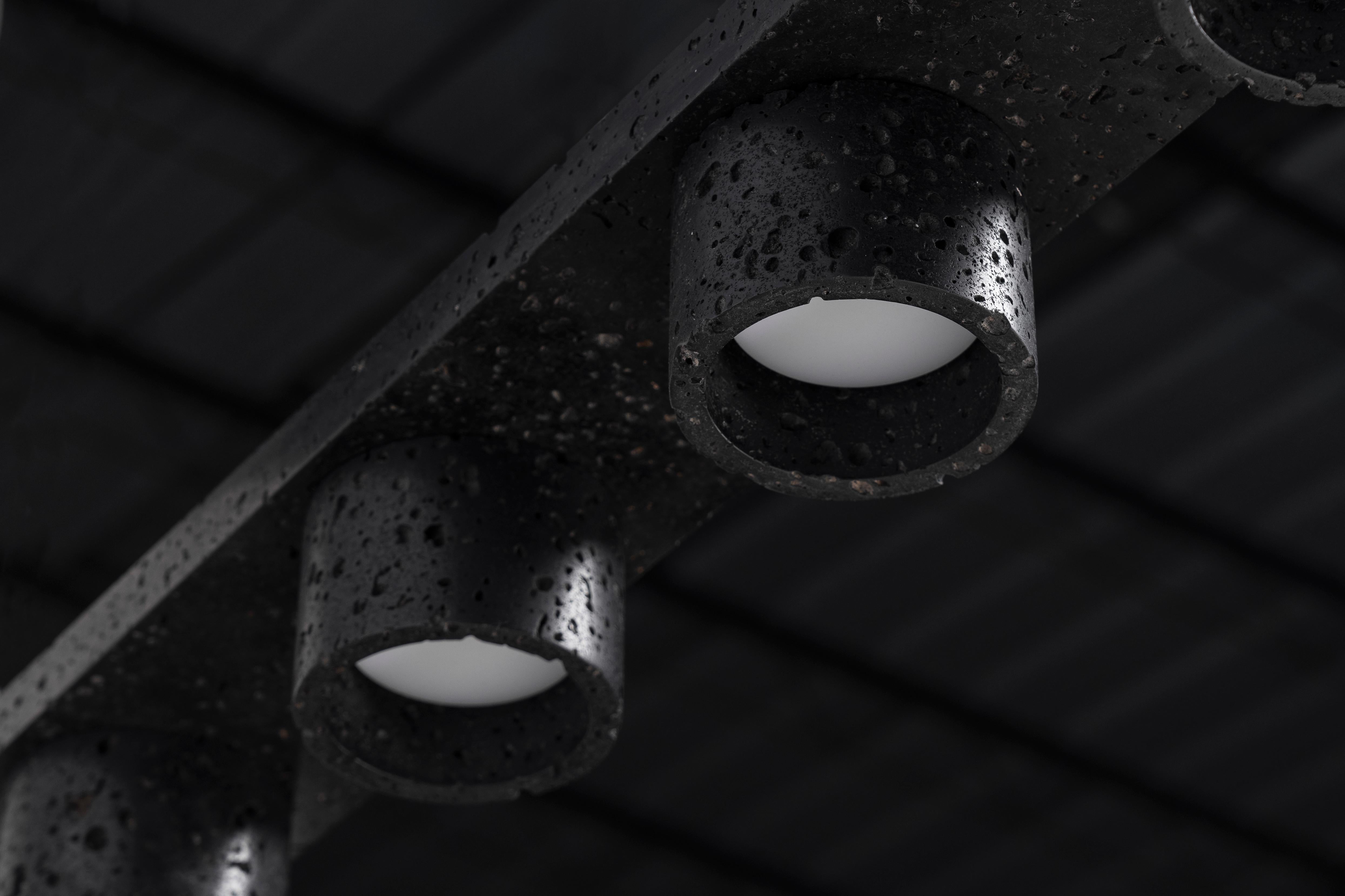 Chinese Lava Stone and Aluminum Pendant Light, “T6, ” by Buzao